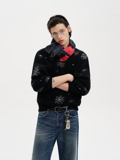[MASONPRINCE] Snowflake Jacquard Wool Blend Sweater