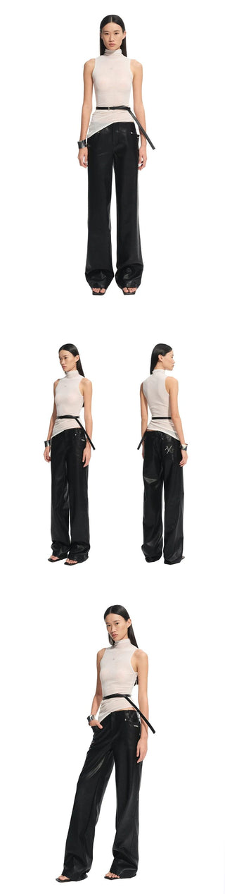 [NOTAWEAR] Matte Faux Leather Straight Leg  Pants