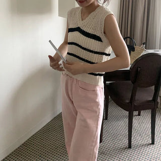 Striped knit vest