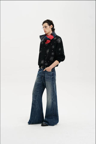 [MASONPRINCE] Deconstructed Whisker Micro Flare Jeans