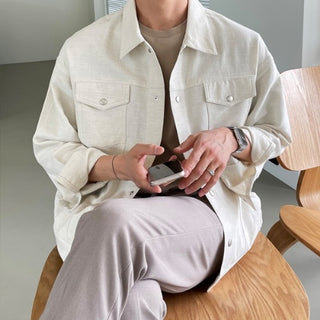 Good Fit Linen-like Trucker Jacket (3 colors)