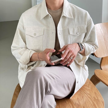Good Fit Linen-like Trucker Jacket (3 colors)