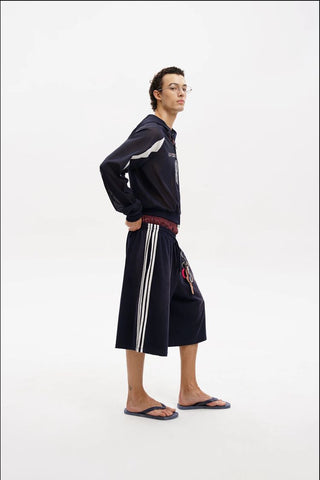 [MASONPRINCE] Side Stripe Wide Leg Bermuda Shorts