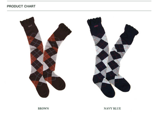 [Moromoro2] Argyle Lace Mid-calf Socks