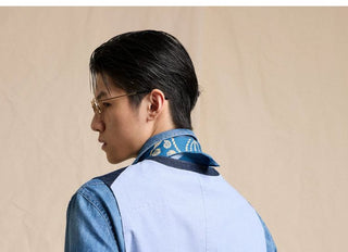 [CULTUM] Lyocell Blend Washed Denim Spliced Vest