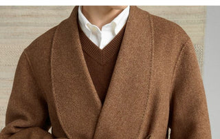 [CULTUM] Shawl Collar Belted Long Wool Coat