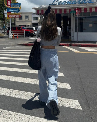 Drawstring Waist Graph Check Wide Pants