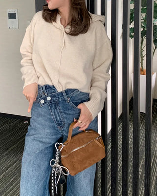 Hooded button cardigan