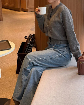 Heart Stud Point Denim Pants