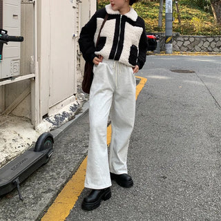 Brushed two-tone banding pants