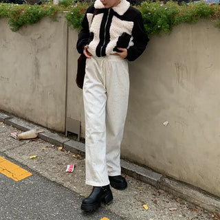 Brushed two-tone banding pants