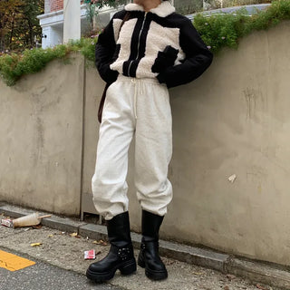 Brushed two-tone banding pants