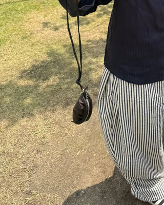 Gathered Mini Leather Shoulder Pouch
