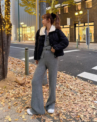 Fleece-colored quilted down jacket