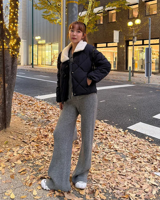 Fleece-colored quilted down jacket