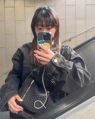 (Unisex) Two-tone Zip Denim Jacket