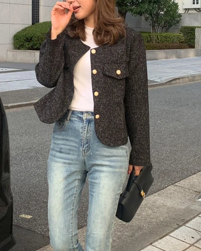 Gold button tweed jacket