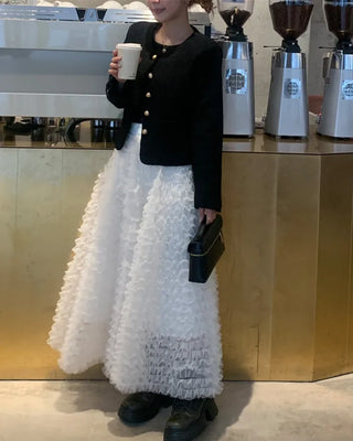 Chiffon lace long skirt
