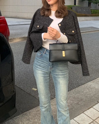 Gold button tweed jacket