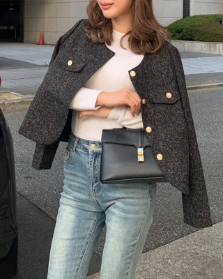 Gold button tweed jacket