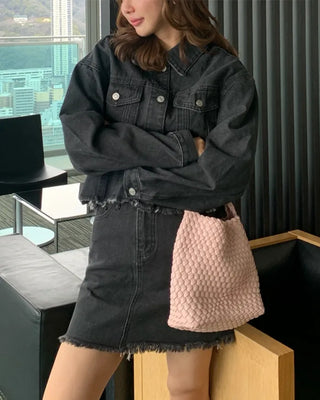 Crop-fit denim jacket