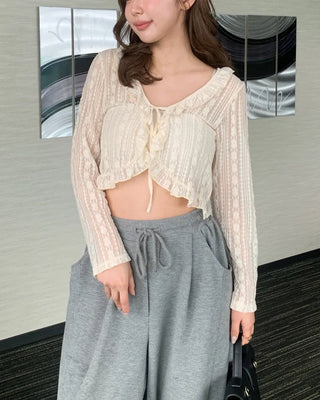 Frill Lace Crop Cardigan