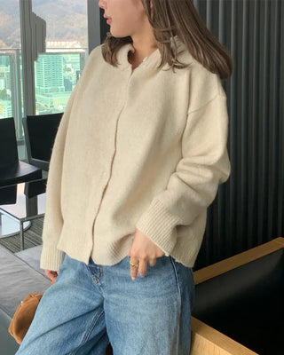 Hooded button cardigan