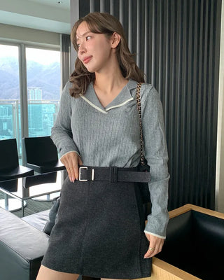 Belted mini skirt