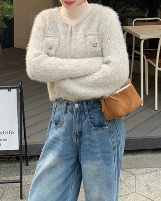 Tweed-style Angora Cardigan