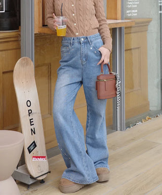 Heart Stud Point Denim Pants