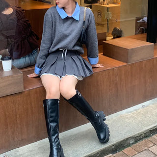 Shirt-layered knit