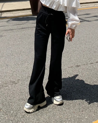 Elastic waist bootcut pants