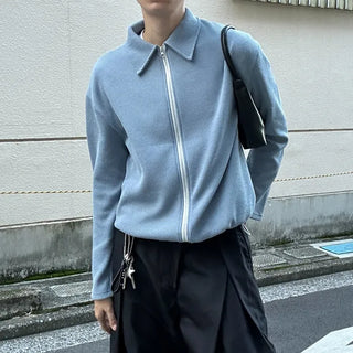 2-way zip knit cardigan