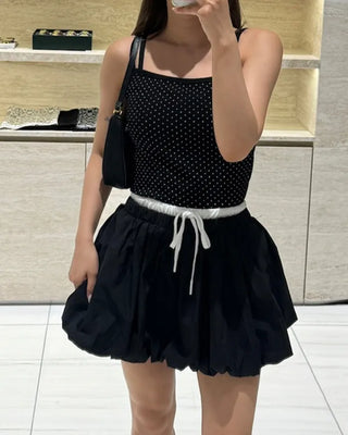 Volume Waist Two-Tone Mini Skirt