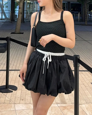 Volume Waist Two-Tone Mini Skirt