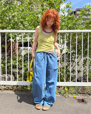 Cotton pants with elastic waistband