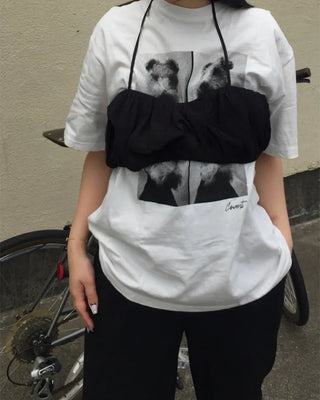 Straphole neck wrinkle bralette