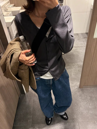 Shirred Layered Cardigan