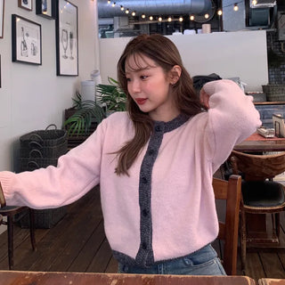 Two-tone round cardigan