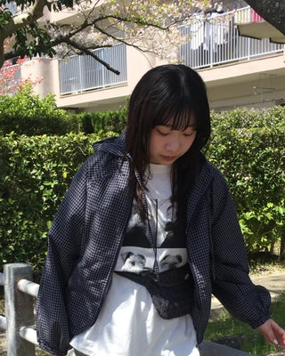 Checkered windbreaker hoodie