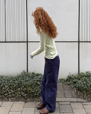 Herringbone wide cotton pants