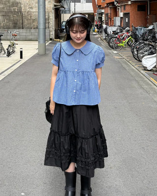 Frilled midi skirt