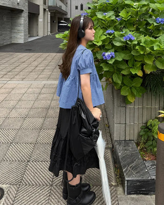 Frilled midi skirt