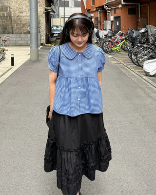 Frilled midi skirt