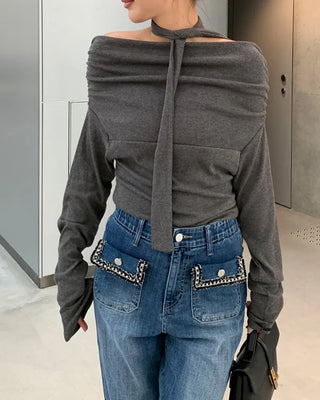 Lace pocket denim pants