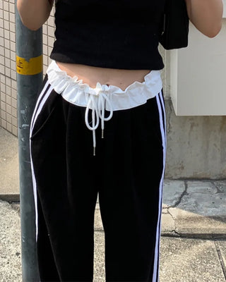 Two-line track wide pants