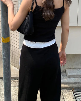 Two-line track wide pants