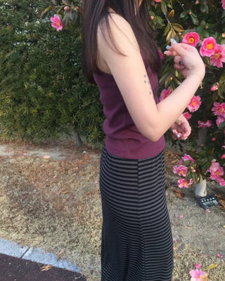 Striped back slit easy maxi skirt
