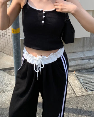 Two-line track wide pants