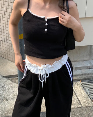 Two-line track wide pants